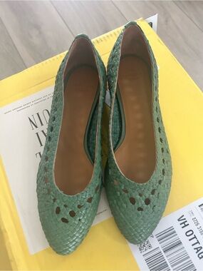 Sezane Woven Mint Green Ballet Flats